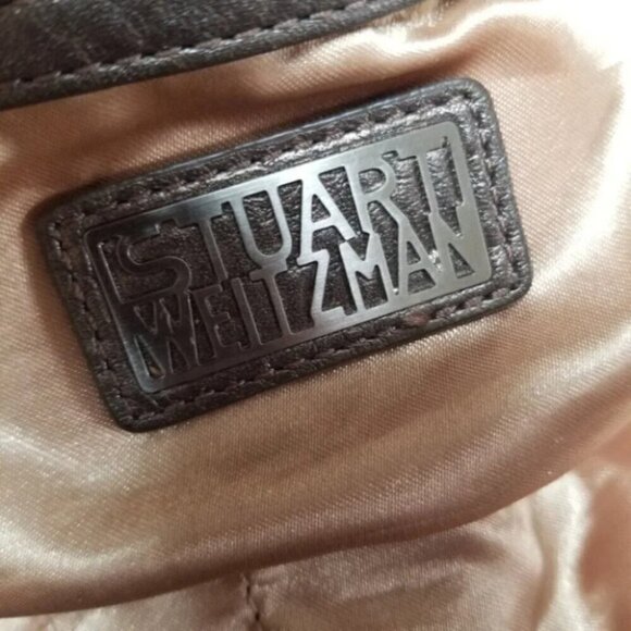 Stuart Weitzman Brown Leather Suede Woven Braided Handle Purse - Picture 2 of 16